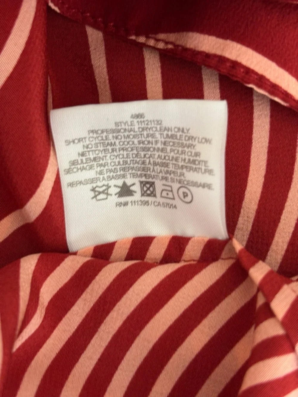 Tory Burch Red Striped Silk Tie Neck Blouse Sz 4 Luxury Workwear